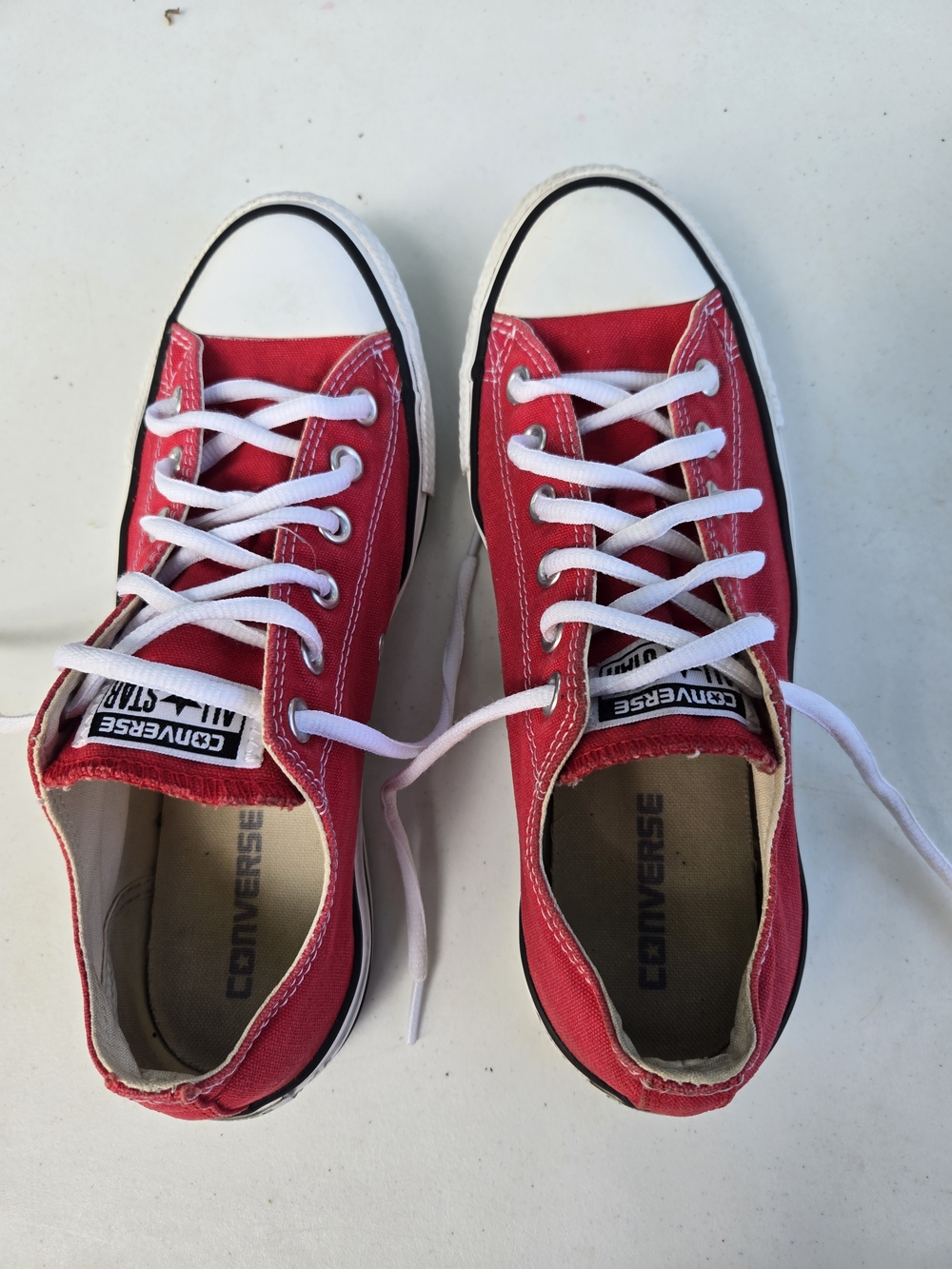 Converse Kids Red Low Top Canvas Sneakers with White Laces